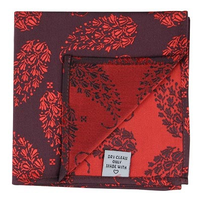 Kovove Men Maroon The Twining Paisley Pocket Square