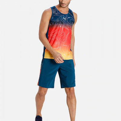 Men Navy Blue & Red Colourblocked Innerwear Vest